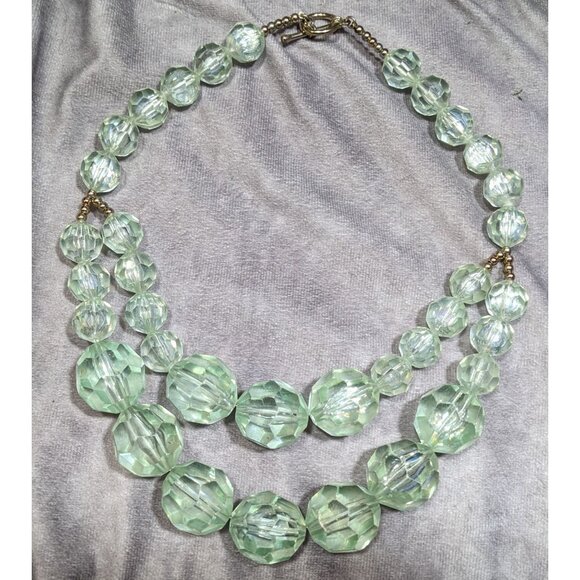 Vintage Chunky Translucent Mint Beaded Layered Necklace - Picture 5 of 5